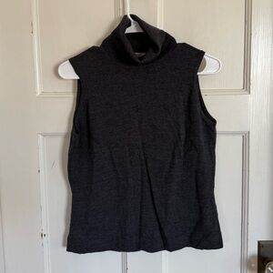 Brooks Brothers 346 dark gray merino wool sleeveless turtleneck size medium